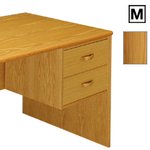(M) Scandinavian Real Wood Veneer 2 Drawer Fixed Desk Pedestal-Teak