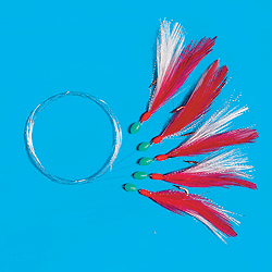 Unbranded Mackerel Feathers - 5 Hook Size 1-0 - Red and