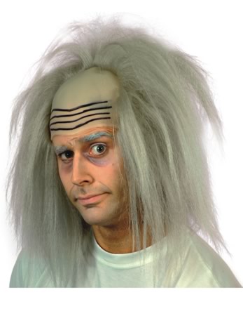 This crazy wig is great for mad scientists, daft doctors and much more. A PVA bald cap has grey hair
