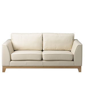large sofa in sumptuous leather with a cream finish