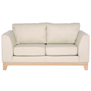 two seater sofa in sumptuous leather with a cream finish