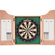 - Tournament Maestro Bristle Board with staple free bullseye. Hand crafted cabinet with shaped doors