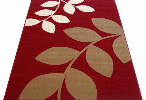 Fantastic value leaf design rug. woven in a durable polypropylene pile. Suitable for all areas of the home. Also suitable for surface shampoo clean. 100% polypropylene. Woven backing. Size L170. W120cm.