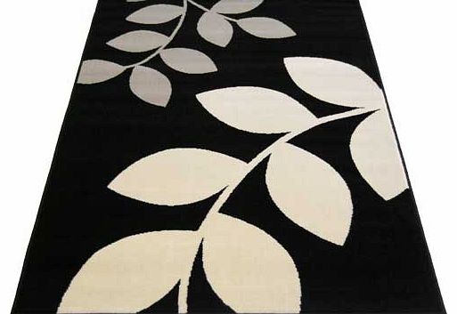 Unbranded Maestro Leaf Print Rug 160x230cm - Black