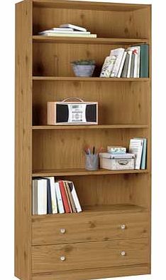 This Maine bookcase gives you a range of practical storage solutions. With extra deep shelves and bottom drawers. make the most out of your available space with this attractive oak effect piece. Part of the Maine collection Size H180. W78. D29cm. 1 f