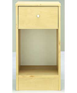 Size (H)60.6, (W)31.6, (D)24.6cm.Plinth based cabinet with 1 drawer.Silver effect handle.Fixings and