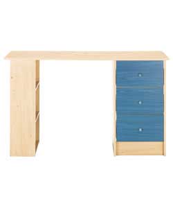 Size (H)72.1, (W)120, (D)49cm. Maple finish with blue fascias and silver finish handles.3 shelves.Bo
