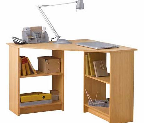Versatile. simple and stylish. the Malibu range is a great choice for your home office. This corner desk in beech effect is ideal for the smaller office. creating a smart and attractive workspace. Featuring fixed shelves. it provides plenty of storag