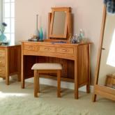 Unbranded Malvern Oak Dressing Table, Mirror and Stool - Lacquered Oak