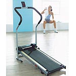 Manual treadmill with resistance system. Running deck 252 x 33cms. Computer monitors speed, time,