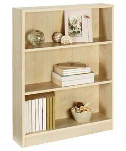 Maple finish bookcase with 2 adjustable shelves.Size (W)65, (D)16.5, (H)82.5cm.Packed flat for home