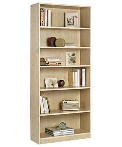 Maple finish bookcase with 5 shelves.4 adjustable, 1 fixed.Size (W)78, (D)29, (H)180cm.Weight is in