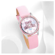 This Me To You ladies watch has a pink buckled strap and a white dial with pink numbers. Also featur