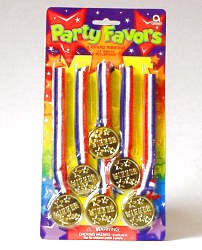 Party Supplies - Medal with ribbon - Winner - pack of 6