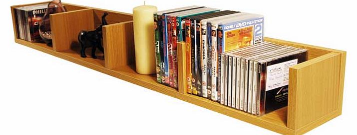 The beech wood effect storage unit stores a variety of multimedia products. Can hold up to 108 CDs. 72 DVDs/Blu-rays/computer games or a combination of these. Can be wall mounted or free standing. with wall fixings included. Each cubby is 27.5cm wide