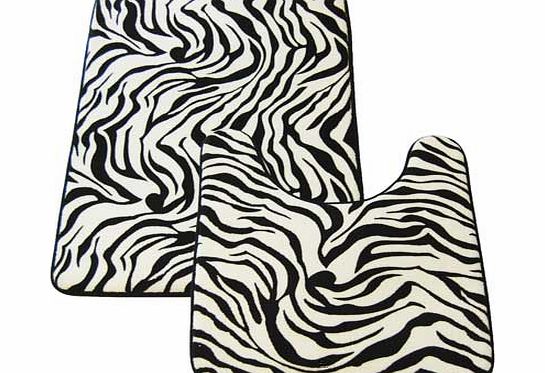 Unbranded Memory Foam Zebra 2 Piece Bath Set - Multicoloured