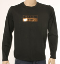 Mens Paul Smith Black with Gold Box Logo Long Sleeve Cotton T-Shirt