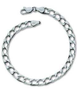 Mens Sterling Silver Square Curb Bracelet