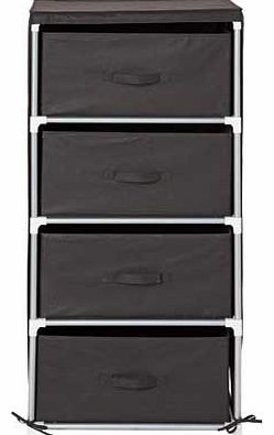 Unbranded Metal and Polycotton 4 Drawer Storage Unit - Black