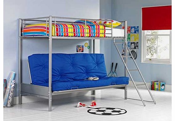This bunk bed is perfect for creating a relaxed kids bedroom. With a futon underneath the main bed