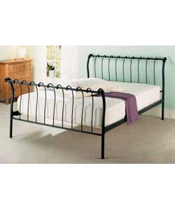 Metal Double Bed in Sleigh Style Design/Luxury Ortho Matt