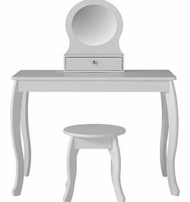 Create a relaxed bedroom setting for your little girl with the charming and sweet Mia collection. The delicate white finish and graceful curved legs make this dressing table and stool a delightful style. Sure to make their bedroom that extra special.