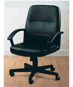 Mid Black Back Leather Faced Managers Chair
