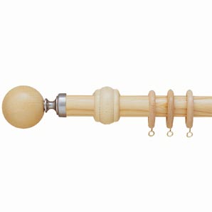 30mm curtain poles in natural finish with beech fi