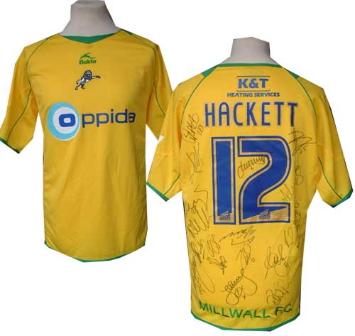 Unbranded Millwall and#8211; Fully signed match worn 2008 No. 12 shirt - HACKETT
