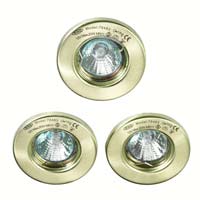 Mini Fixed Halogen Downlights Low Voltage 3 Pack Satin Brass Finish
