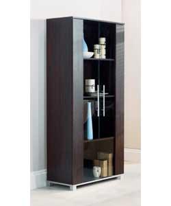 Wenge effect, excluding backs, display unit with silver effect bar handles.2 toughened glass doors