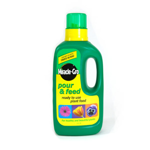 Feed your flowering and foliar pot plants regularly with Miracle-Gro Pour and Feed Plant Food and yo