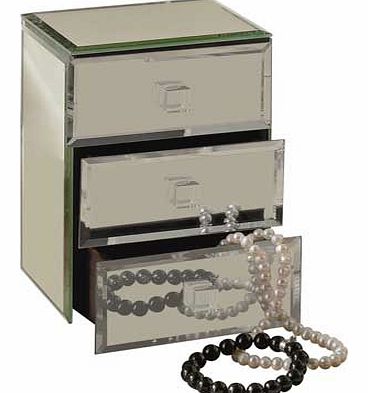Unbranded Mirrored Glass 3 Drawer Jewellery Box