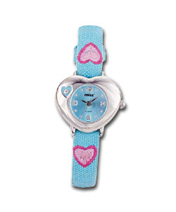 Mizz Girls Quartz Watch Blue dial heart shape case