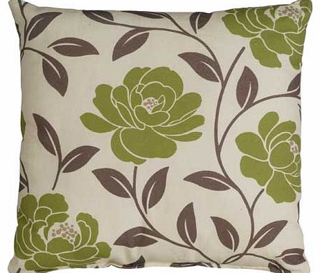 A delightful accompaniment to your living area. this Mobina cushion features a charming flower detailed pattern consisting of a pallet of neutral tones with a stunning green pop of colour. 100% cotton indulge with this soft and cosy cushion which wil