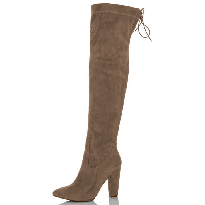 Unbranded Mocha Faux Suede Over The Knee Boots