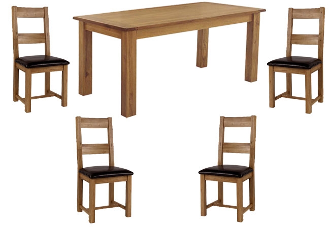 Unbranded Mon Chique Dining Table and 4 Oak and Leather