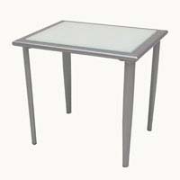 Dimensions: (H) 457mm x (W) 406mm x (D) 508mm, Aluminium table frame with 5mm tempered glass top,