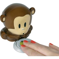A cute little monkey  designed to blow dry nail varnish. He ‘huffs’ a continuous stream of air o