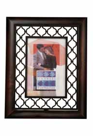 An attractive dark wood frame with a lattice effect. Holds 4"" x 6"" photograph