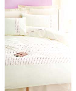 Includes duvet cover and 2 pillowcases. Embroidere