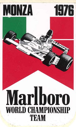 Monza 1976 Marlboro World Championship Team Event Sticker (8cm x 14cm)