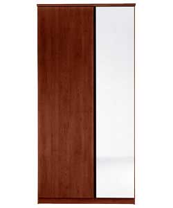 Size (H)206, (W)100, (D)58cm.Chocolate finish with one mirrored door.1 hanging rail and 1 fixed shel