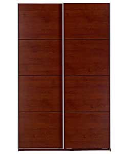 Size (H)206, (W)130, (D)64cm.Chocolate finish with silver finish door profiles.1 hanging rail and 1 
