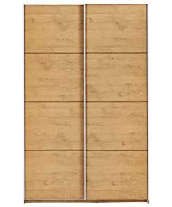 Size (H)206, (W)130, (D)64cm.Oak finish with silver finish door profiles.1 hanging rail and 1 fixed 