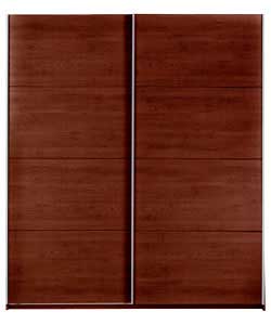 Size (H)206, (W)180, (D)64cm.Chocolate finish with silver finish door profiles.1 hanging rail and 1 