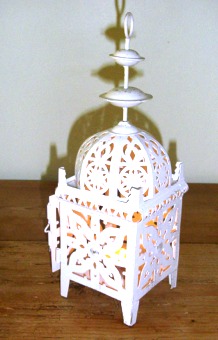 set of 3 Moroccan style lanterns . Each lantern takes one t-lite. Make your evening a little more