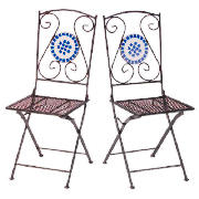 Unbranded Morocco Blue Mosaic Chairs, Pack Of 2