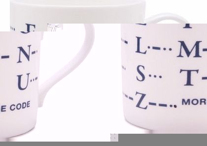 Morse Code MugFor those SOS (        ) hot beverage moments, when youre in desperate need for a good cuppa refill, you might just need to know some Morse Code!This crisp white mug is printed with the full International Morse Code of A to Z. We hav