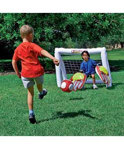 For inflatable match of the day goal action anytime, anywhere.Includes large inflatable goal,